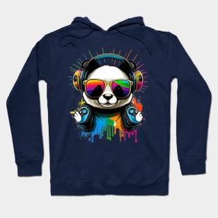 Happy Kawaii Panda with Sunglasses and Headphones Hoodie